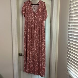 Pink Floral Maxi Maternity dress!